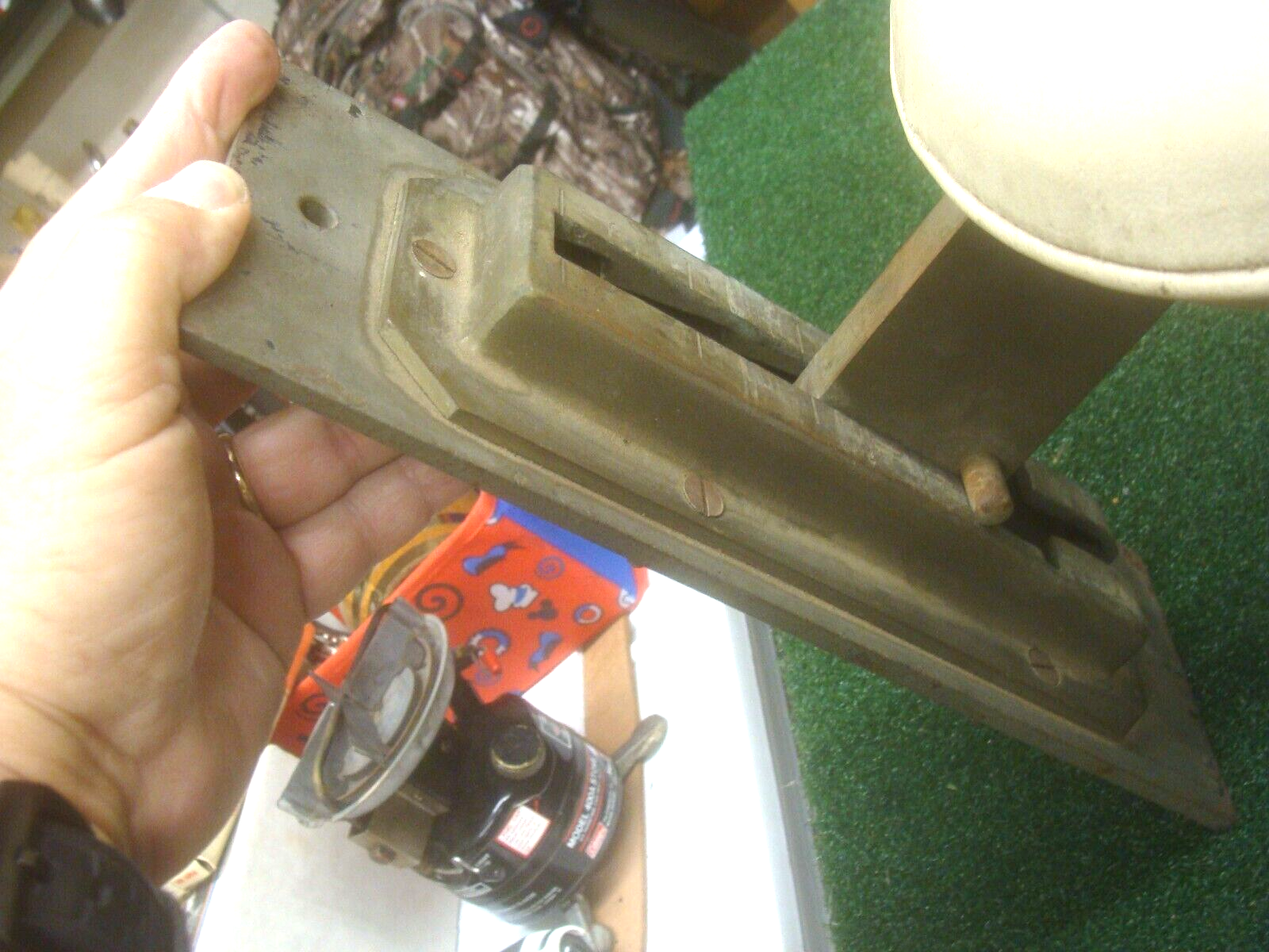 Vintage work bench adjustable seat attachment Brass Nautical Military Industrial