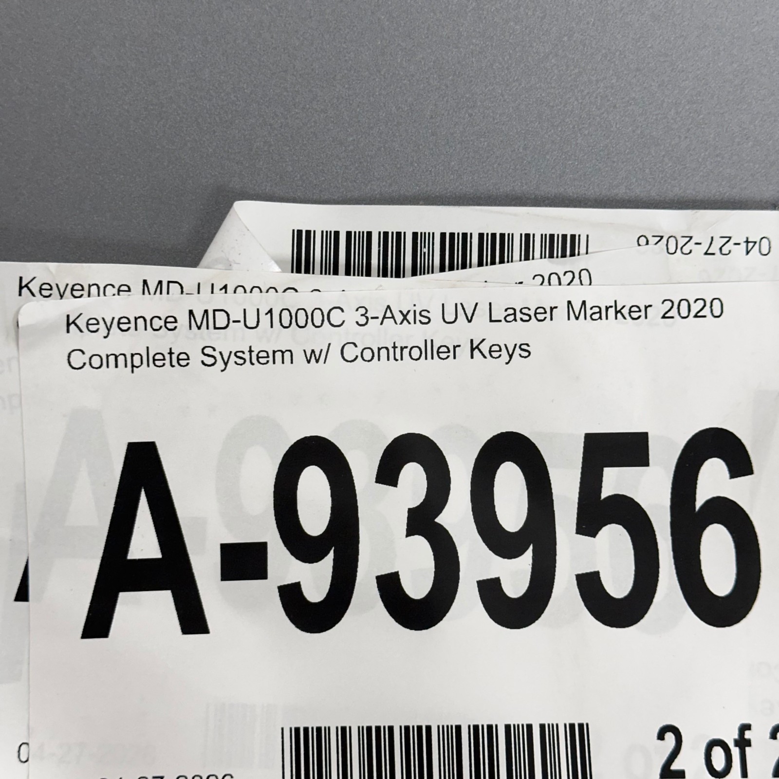 Keyence MD-U1000C 3-Axis UV Laser Marker 2020 Complete System w/ Controller Keys