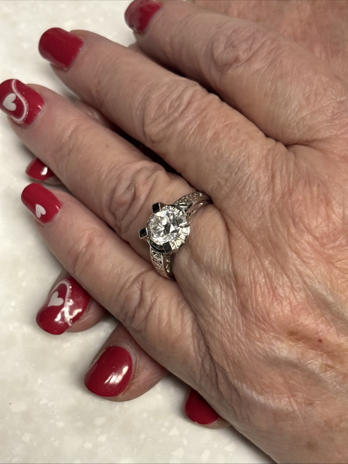 Sterling Silver 925 CZ Engagement Ring Women Size 9.5