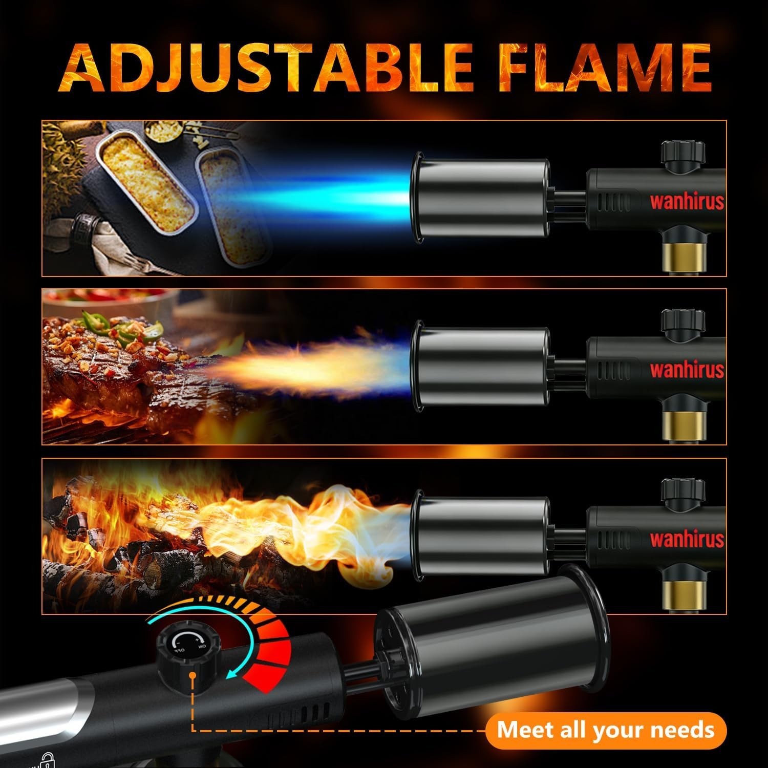 Powerful Propane Torch Gun, Adjustable Flame Thrower Gun, Kitchen Torch with ...