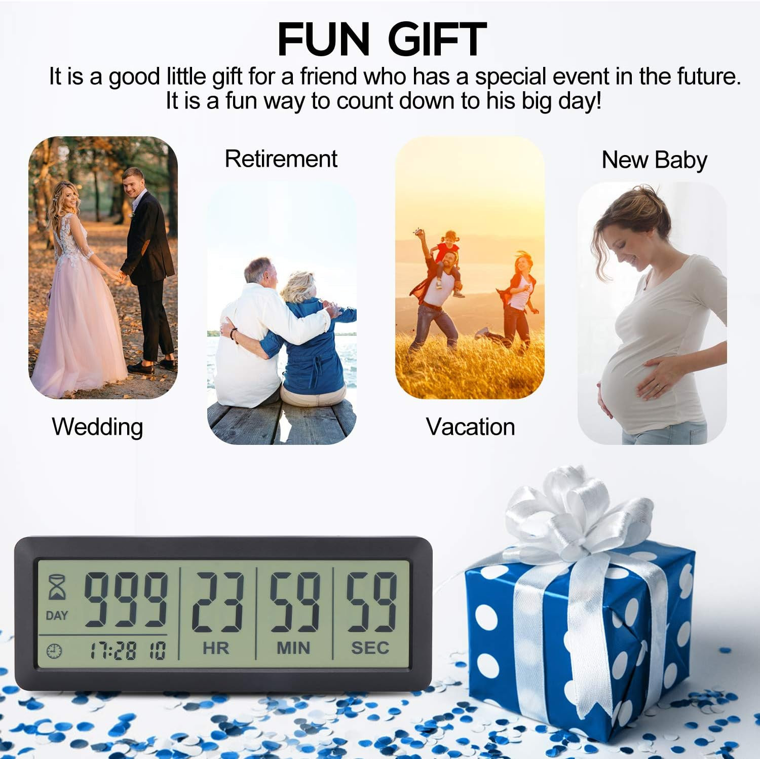 Digital Countdown Days Timer - Ay4053-Black Upgraded Big 999 Days Count down ...