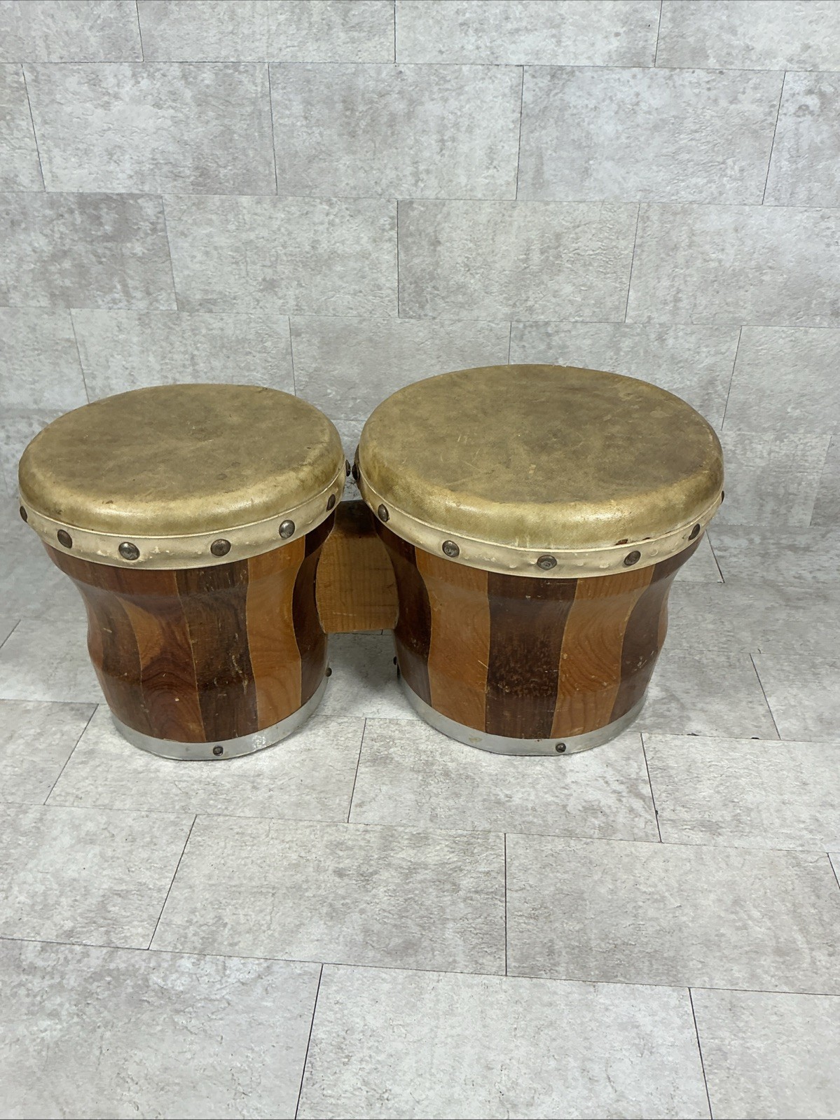 Zim Gar Vintage 1950's Wooden Bongo Drums Made in Mexico Acoustic Instrument