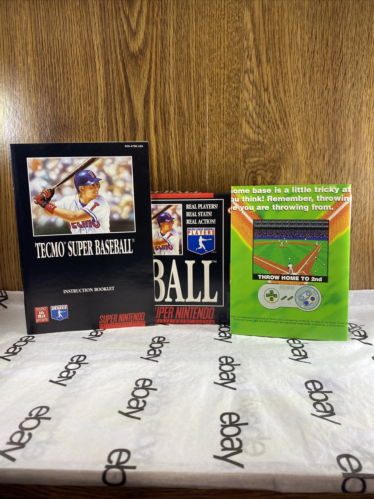 SNES Super Nintendo Tecmo Super Baseball Instructions and Box Only
