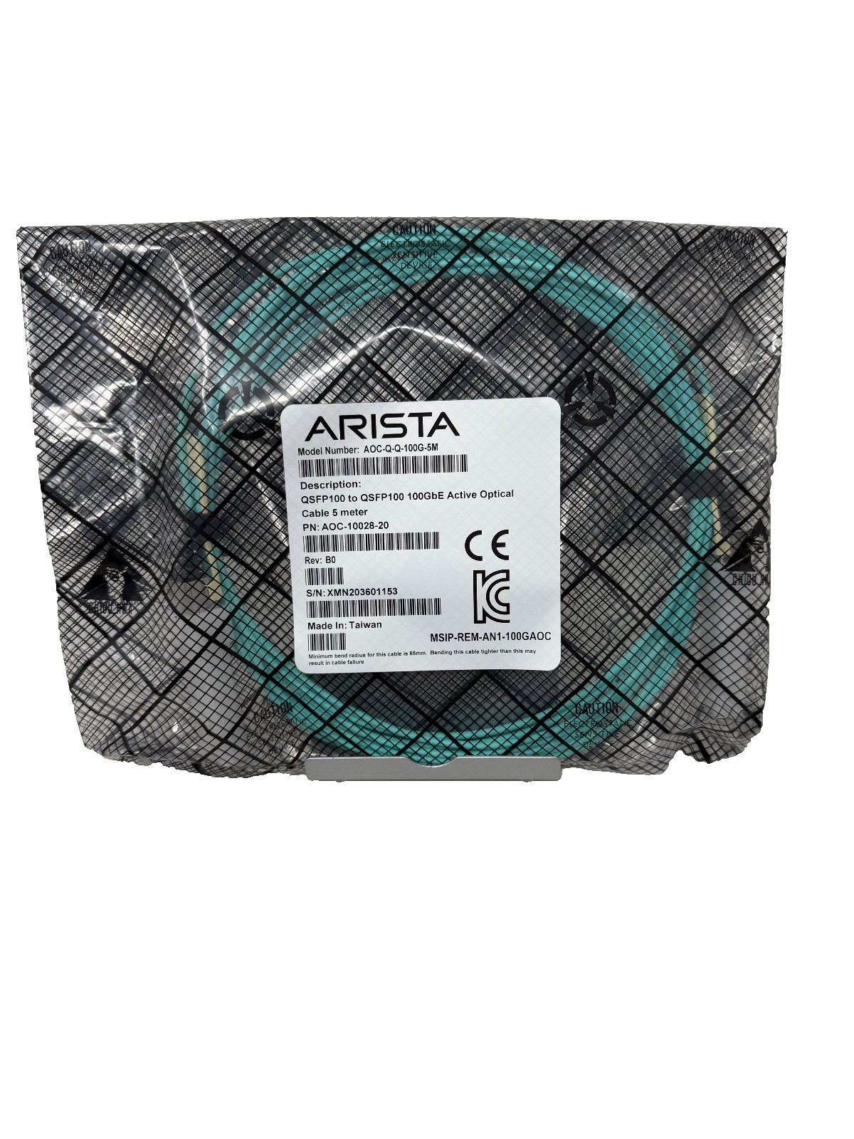 Arista AOC-Q-Q-100G-5M 100G QSFP28 DAC Active Optical Cable AOC-10028-20