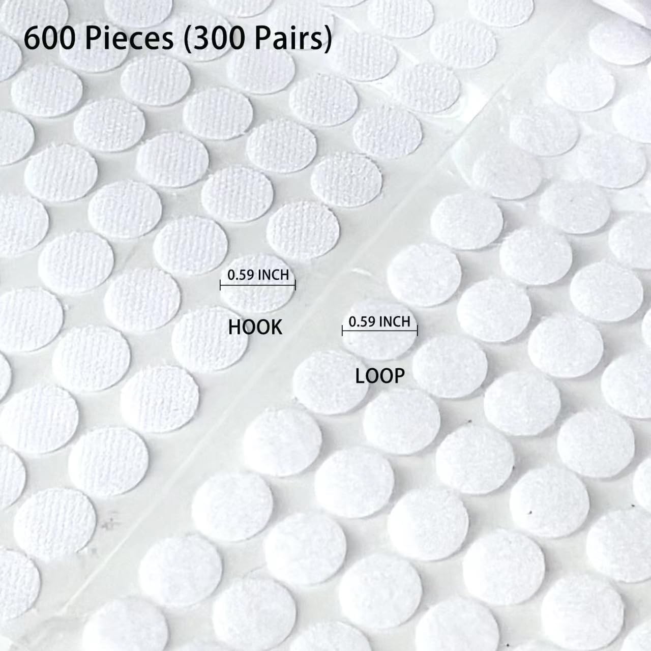 Self Adhesive Dots,600pcs300 Pairs 0.59" Diameter Strong Sticky Round Nylon D...