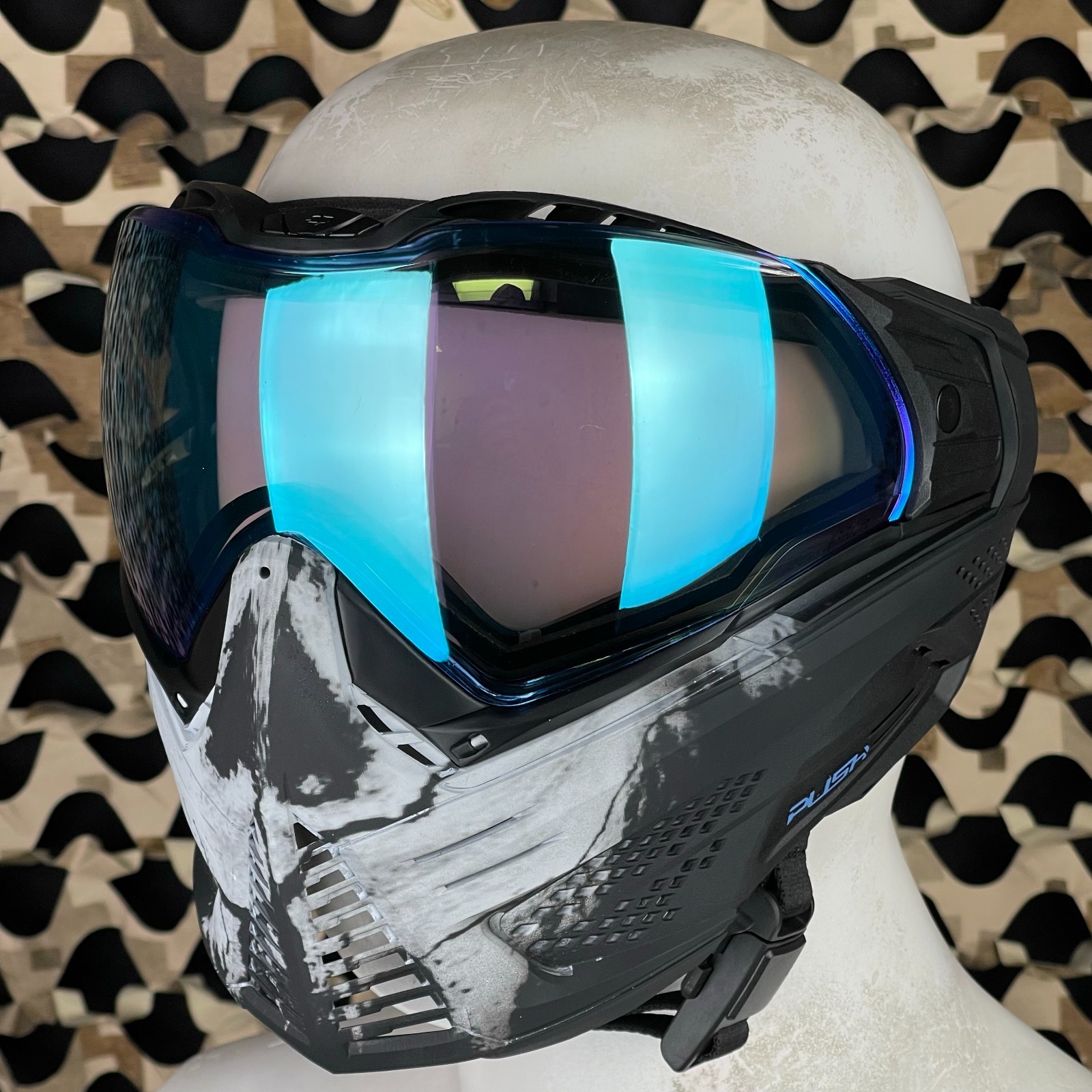 NEW Push Unite MK II Paintball Mask - Warlord Soul - Chrome Blue