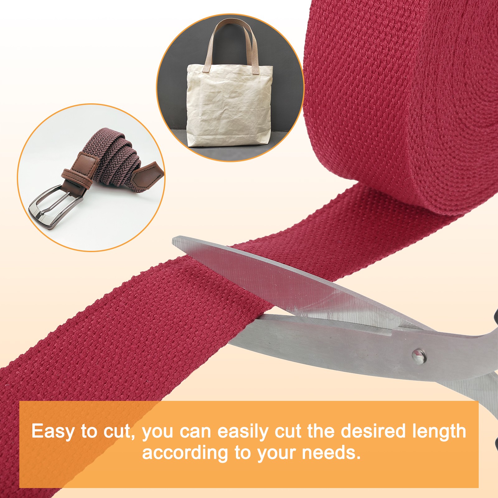 Cotton Webbing 1.5 Inch 11 Yard Polyester Cotton Webbing Strap Dark Red
