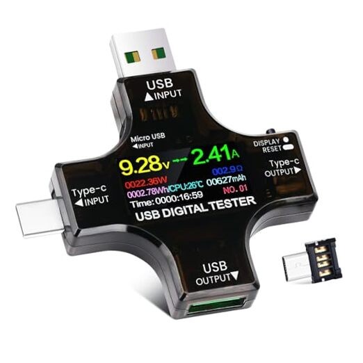 USB C Tester Power Meter 2 in 1,  Digital Multimeter 3.6-32V 0-8.0A Voltage