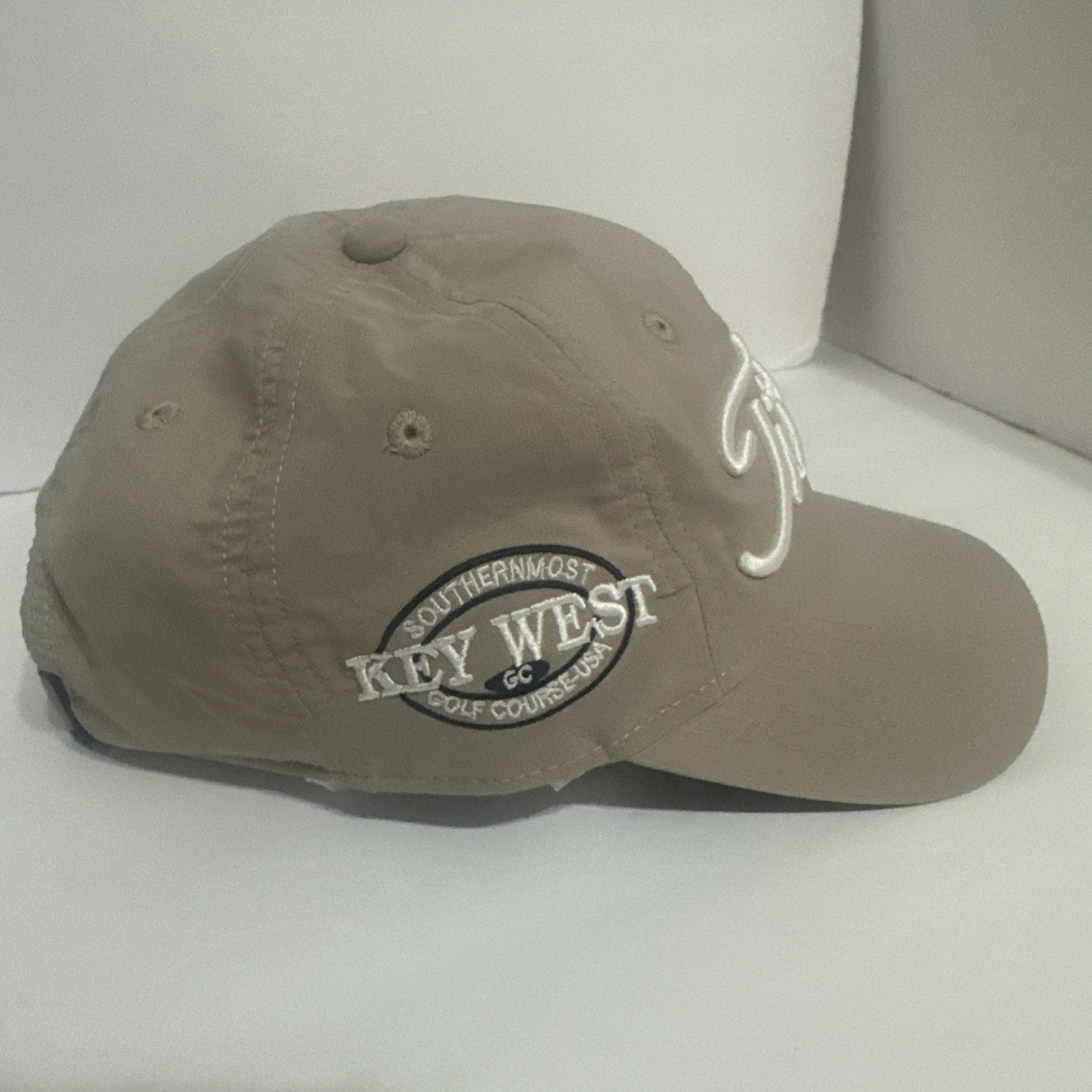 Titleist Golf Hat W Key West GC Logo Embroidered Strapback-Beige