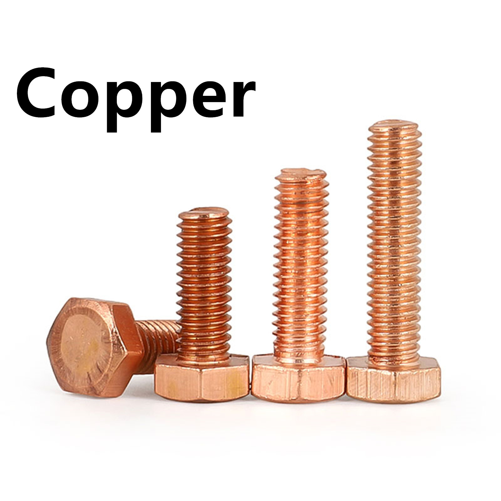 99.9% Pure Copper Allen Screws Hex Head Bolts DIN933 M3 M4 M5 M6 M8 M10 M12 M16