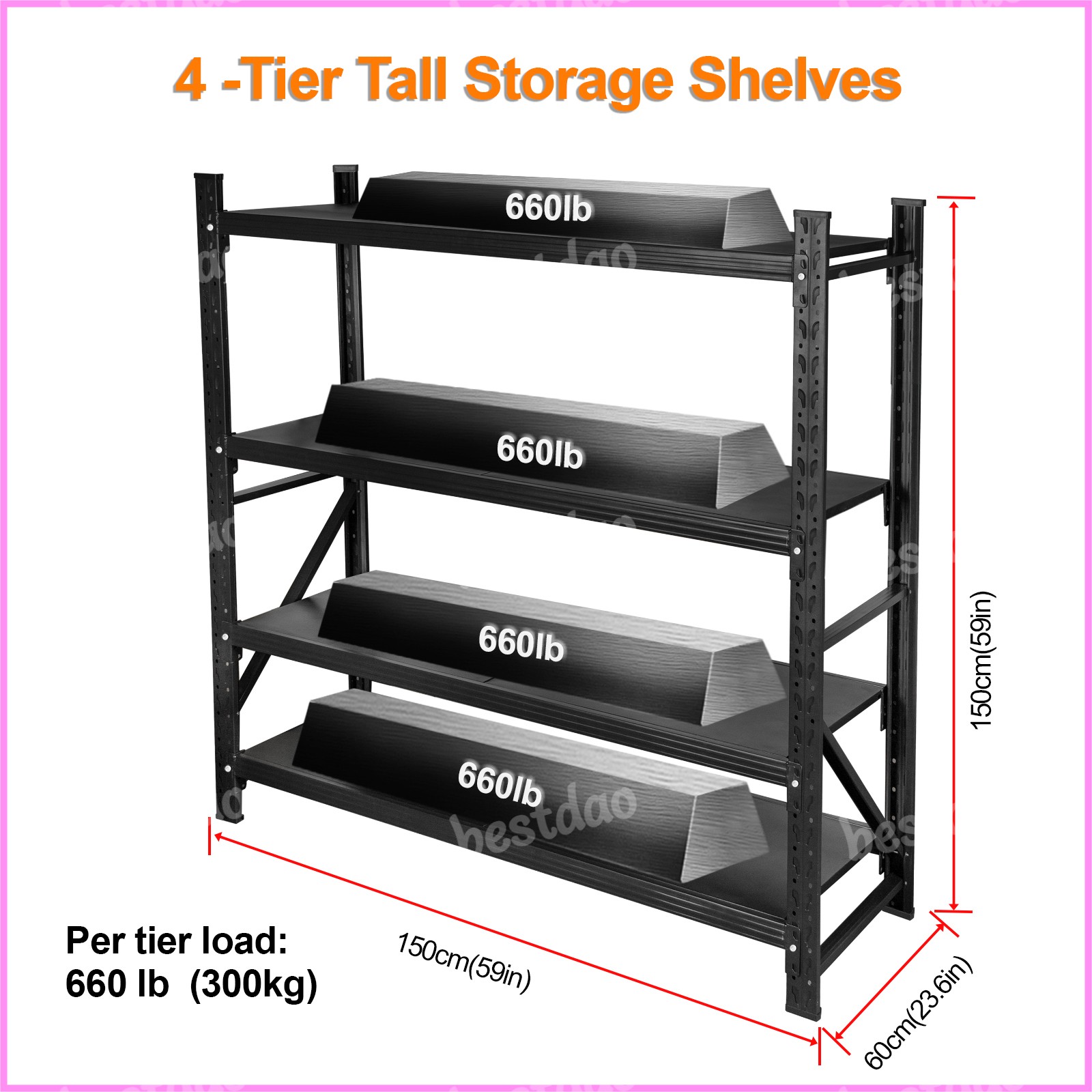 Heavy Duty Garage Shelving 4 Tier Storage Shelves Metal Organizer Rack 6000lbs