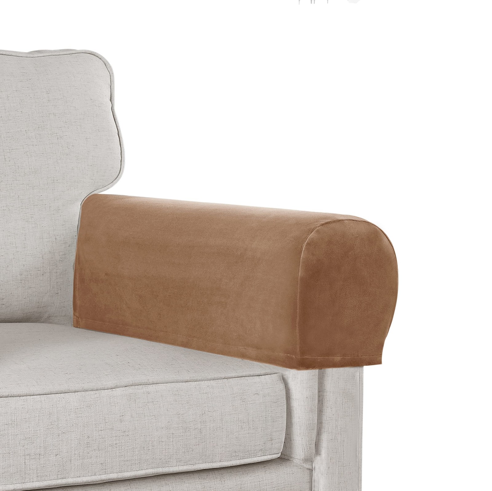 Sofa Arm Covers - Stretch Velvet Plush Anti-Slip Couch Armrest Protectors for...