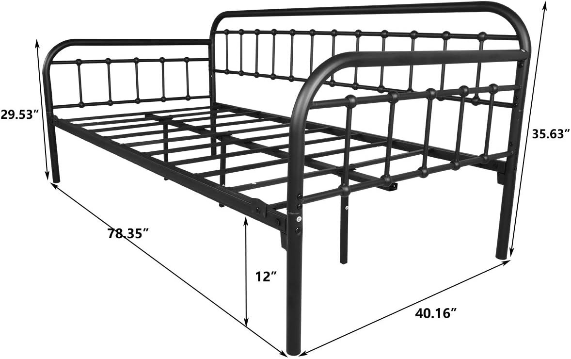 Metal Daybed Frame Heavy Duty Metal Slats Sofa Bed Platform Mattress Foundation