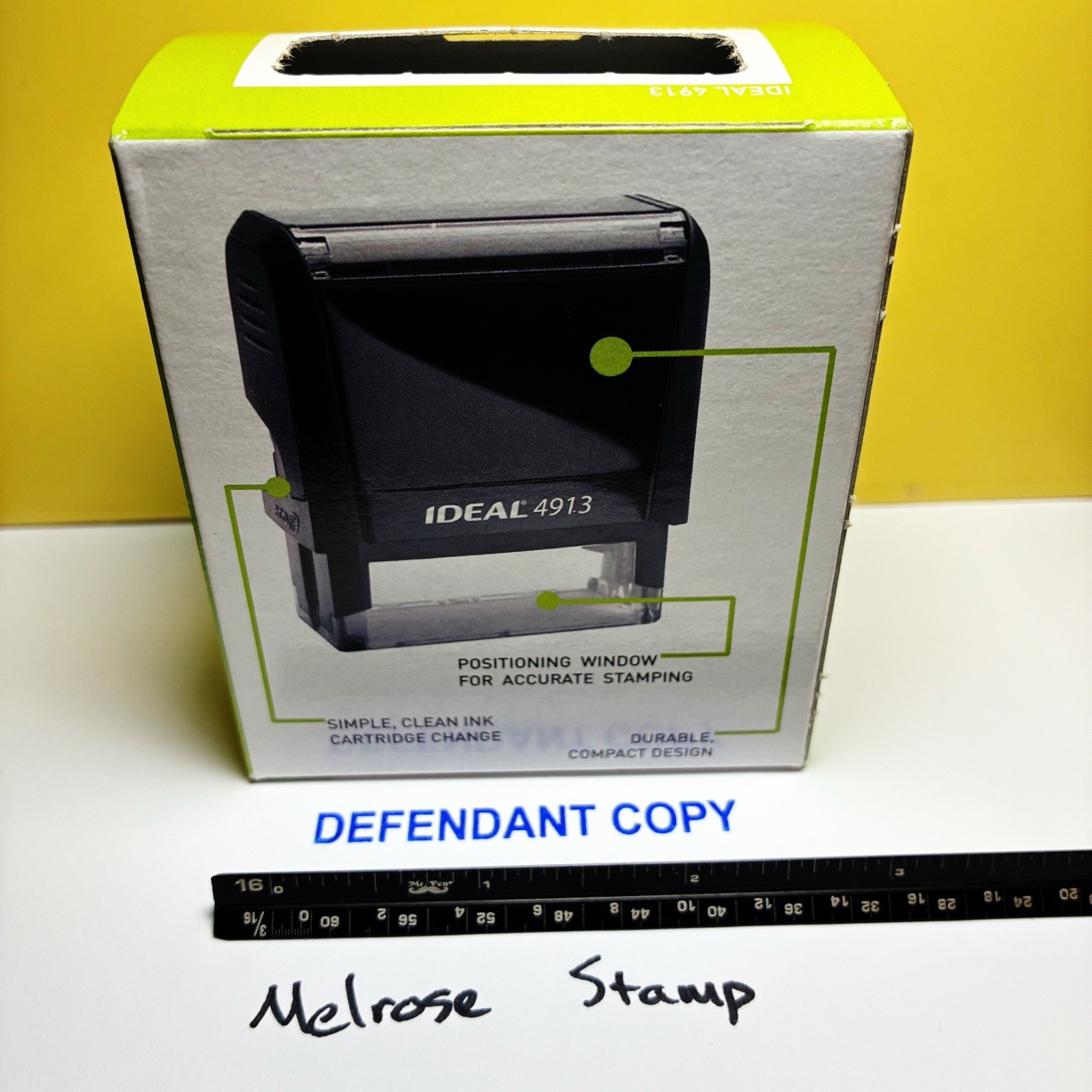 Defendant Copy Rubber Stamp Blue Ink Self Inking Ideal 4913
