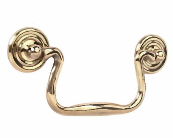 3" Swan Neck Bail Pull with Rosette - Solid Brass