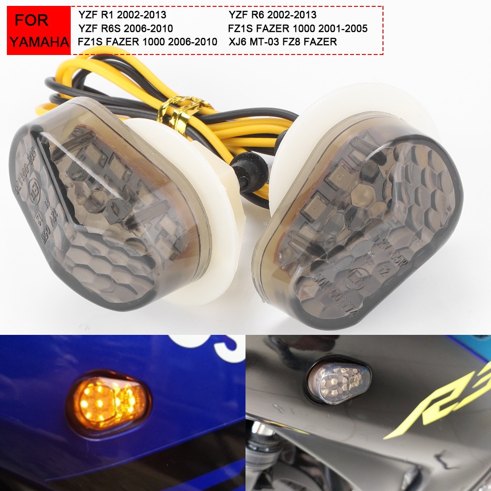 2PC LED Turn Signal Light Blinker Indicator For Yamaha YZF R3 R6 R1 FZ6 FZ1 R6S