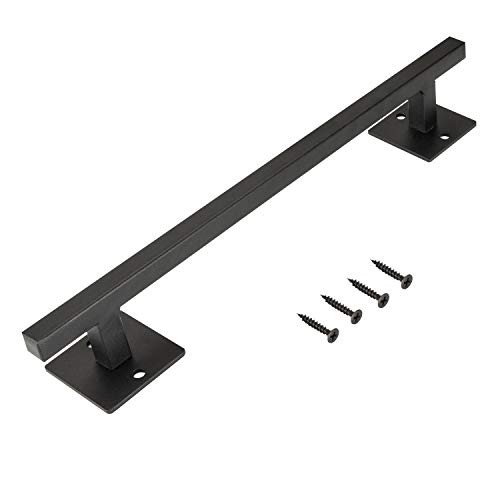 12 Inch Sliding Barn Door Handle, Matte Black Iron Steel Square Pull Handle
