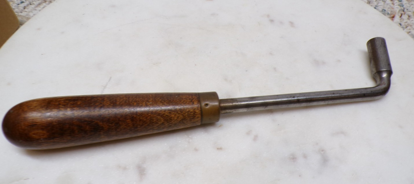 Old Star Head Gooseneck Piano Tuning Wrench Tuner Lever Wood Handle Tool