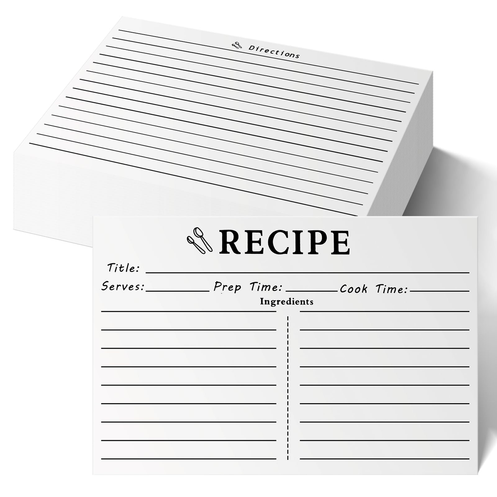 LOTMER 100 Sheets Recipe Cards, 4x6 Inch Vintage Inch, White