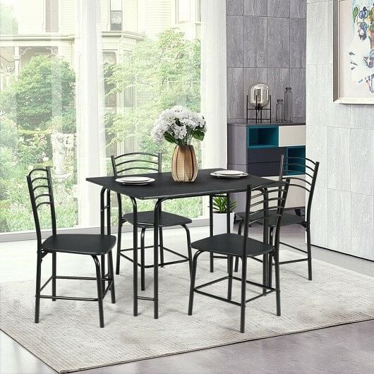 5 Pieces Wood Rectangular Dining Table Set
