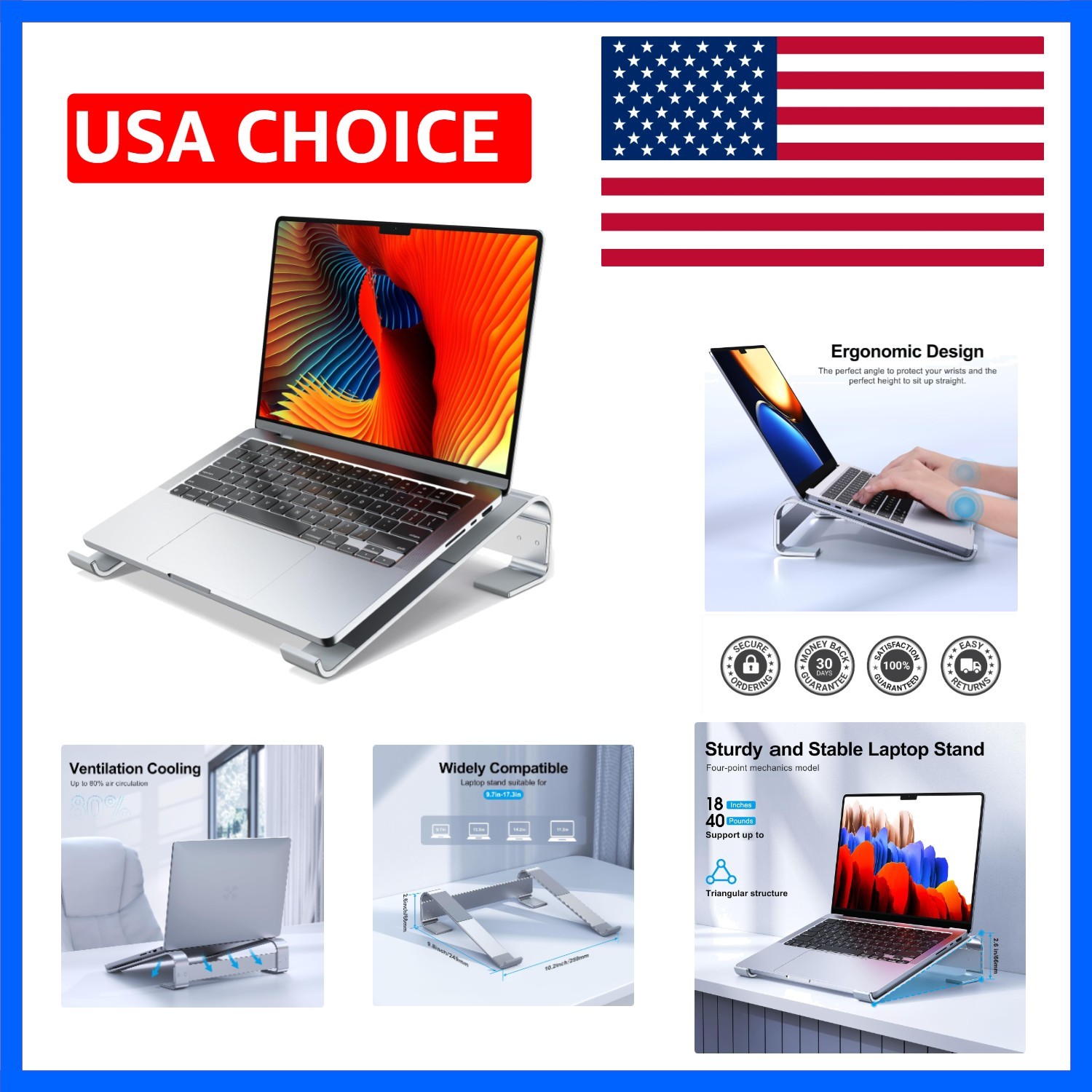 Laptop Stand for Desk, Aluminum Laptop Riser, Ergonomic Computer Stand Compat...