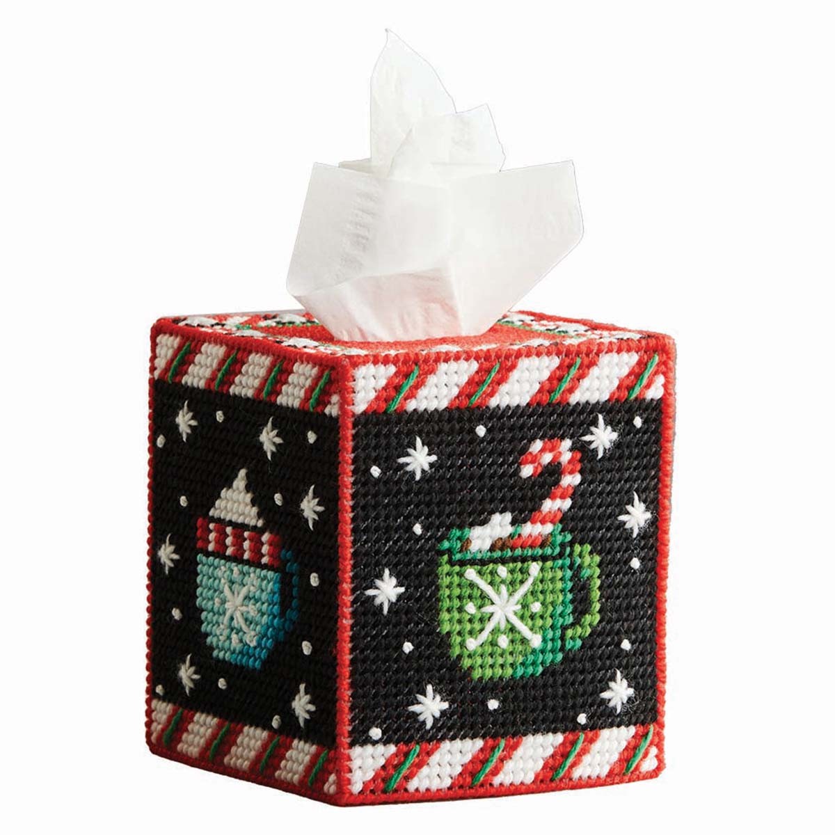 Herrschners® Peppermint Cocoa Tissue Box Plastic Canvas Kit