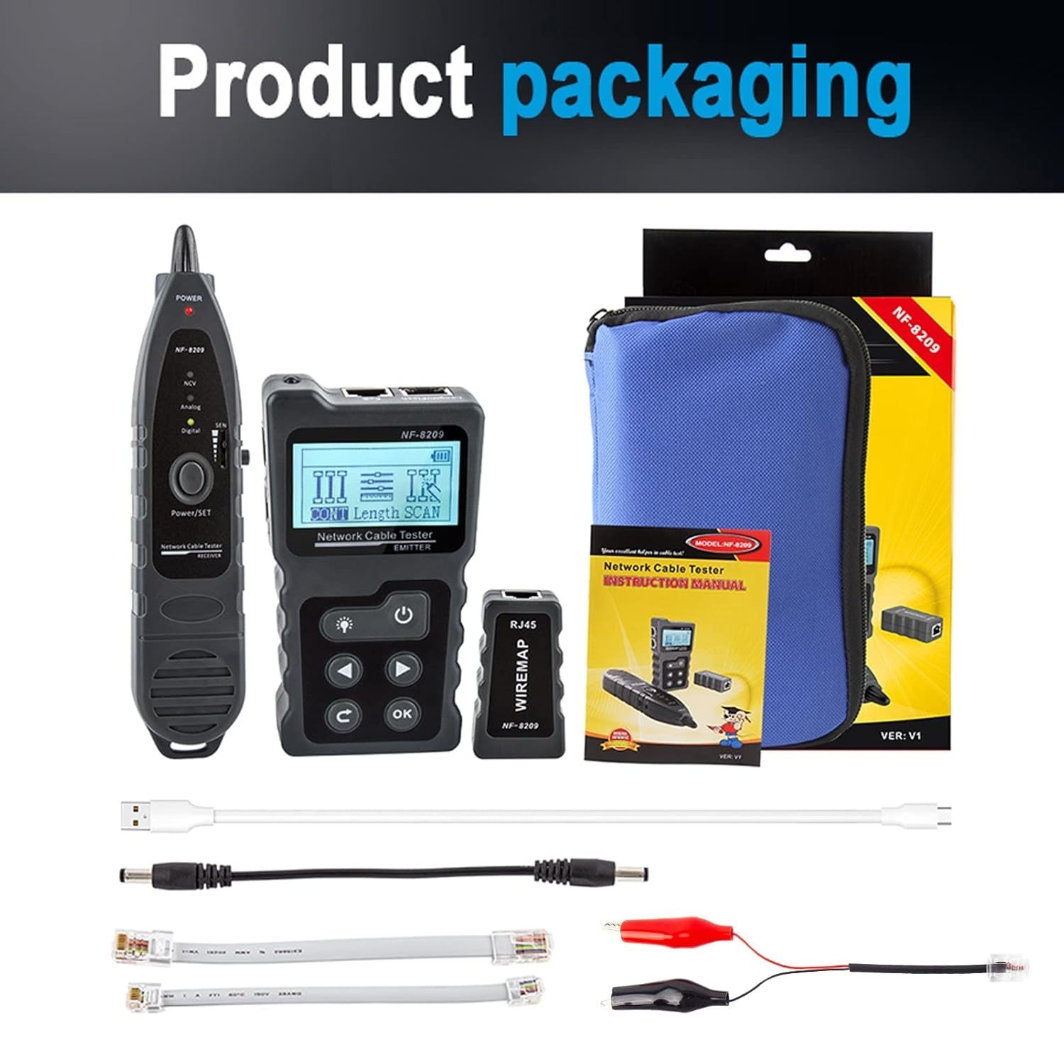 Network Cable Tester with POE NCV RJ45 Length & Continuity Check