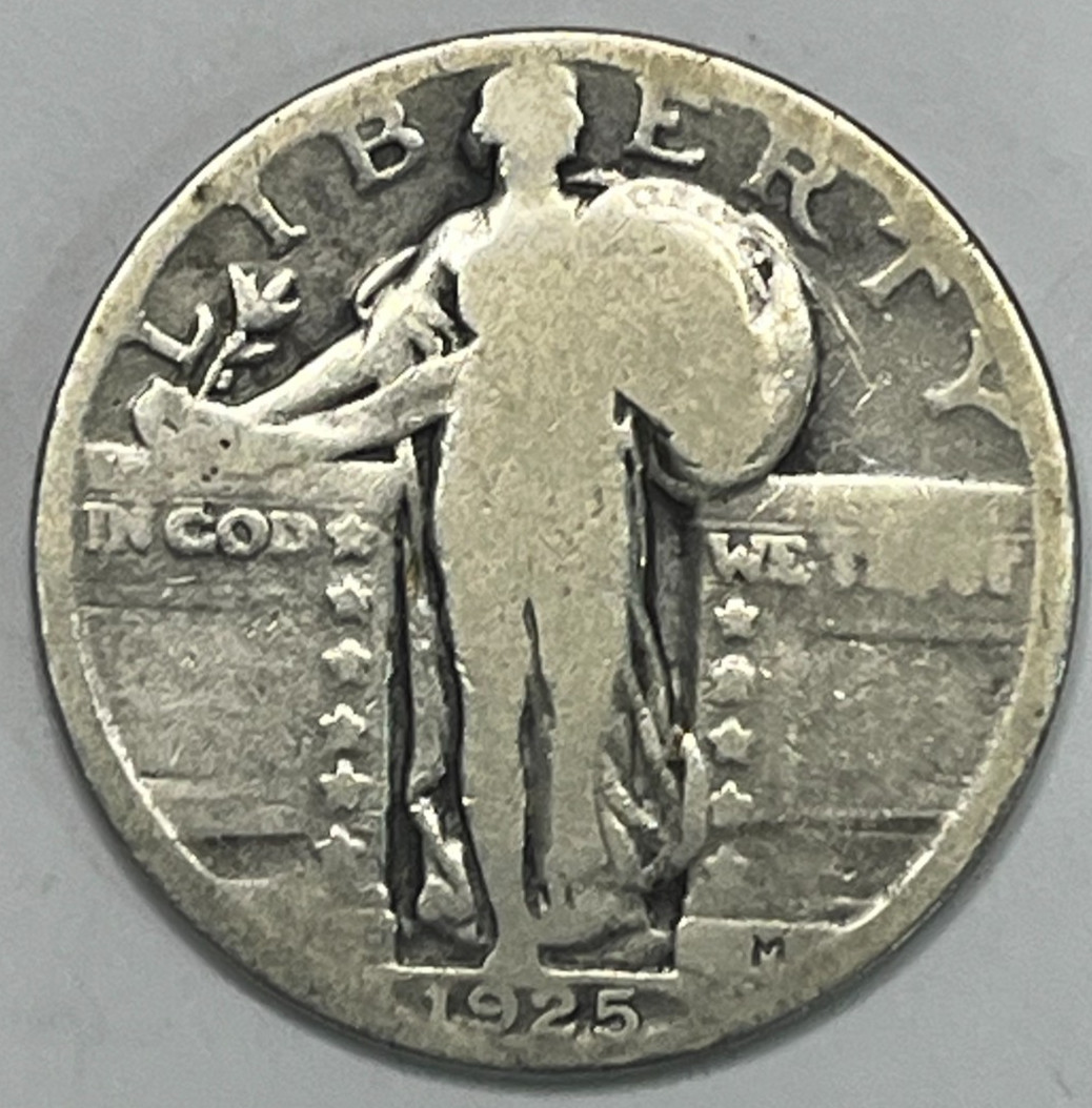 1925 standing liberty quarter with COA
