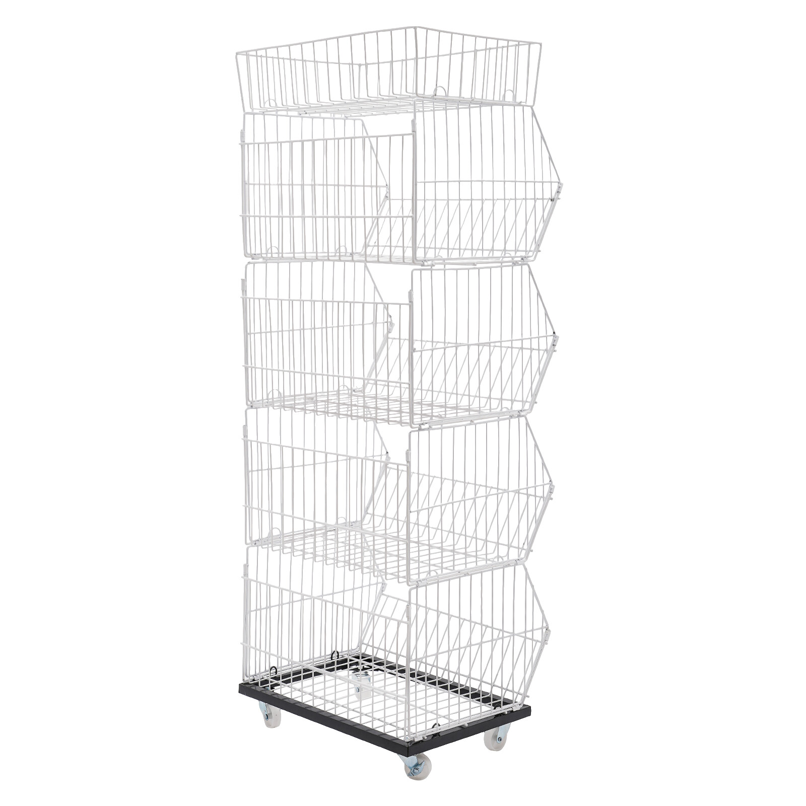 5-Tier Wire Grid Display Rack with Wheels for Fruits and Vegetables