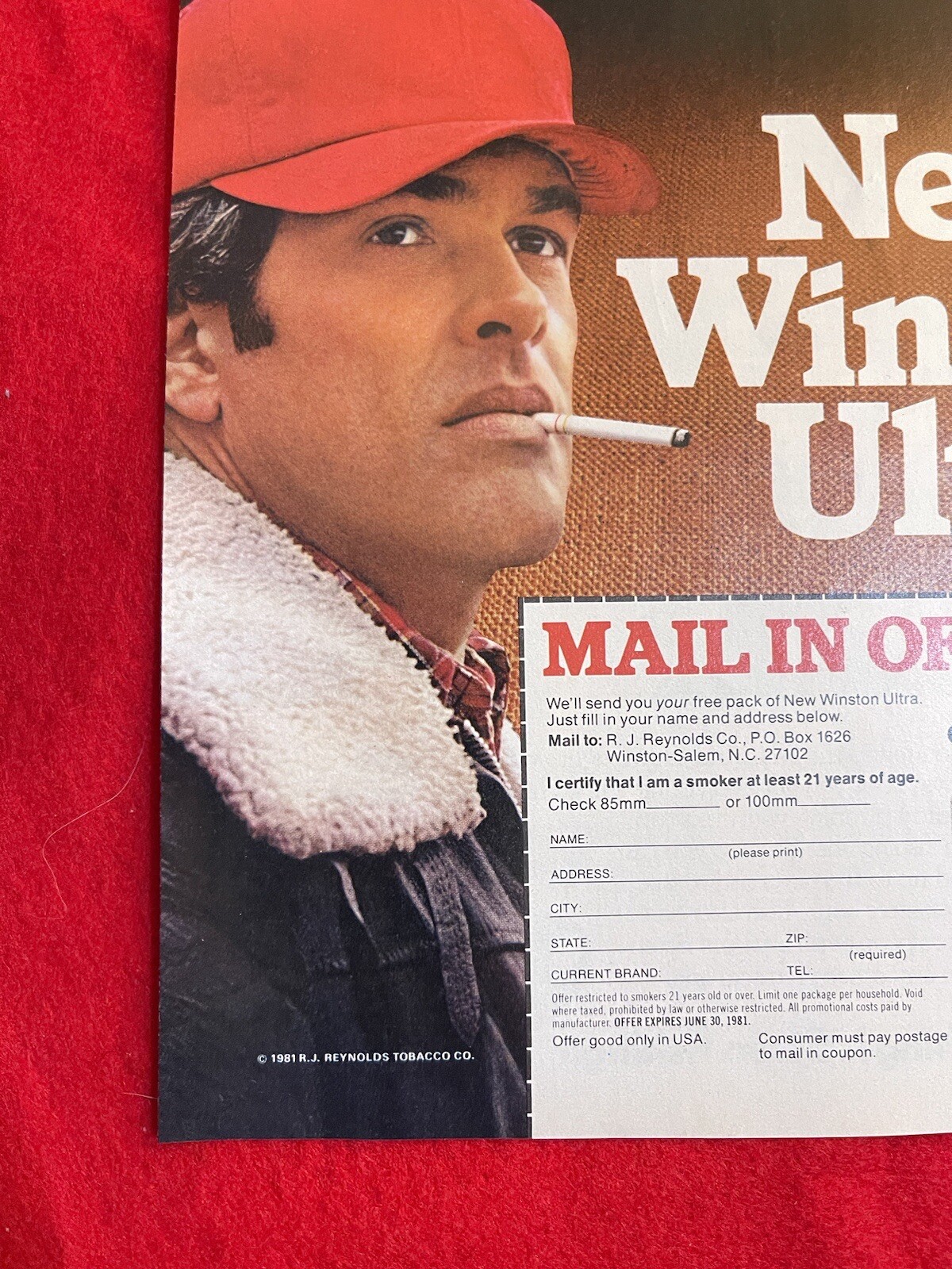 Vintage 1981 Winston Ultra Cigarettes Print Ad