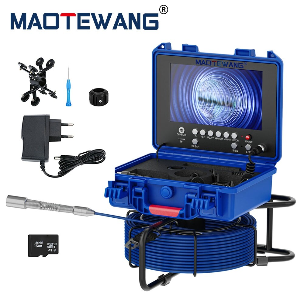 MAOTEWANG Sewer Camera 50m Pipe Inspection Camera Meter Counter HD 9inch Monitor