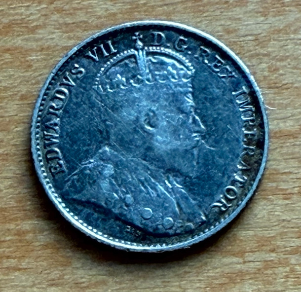 Canada 1904 Silver 5 Cents Circulated Edward VII
