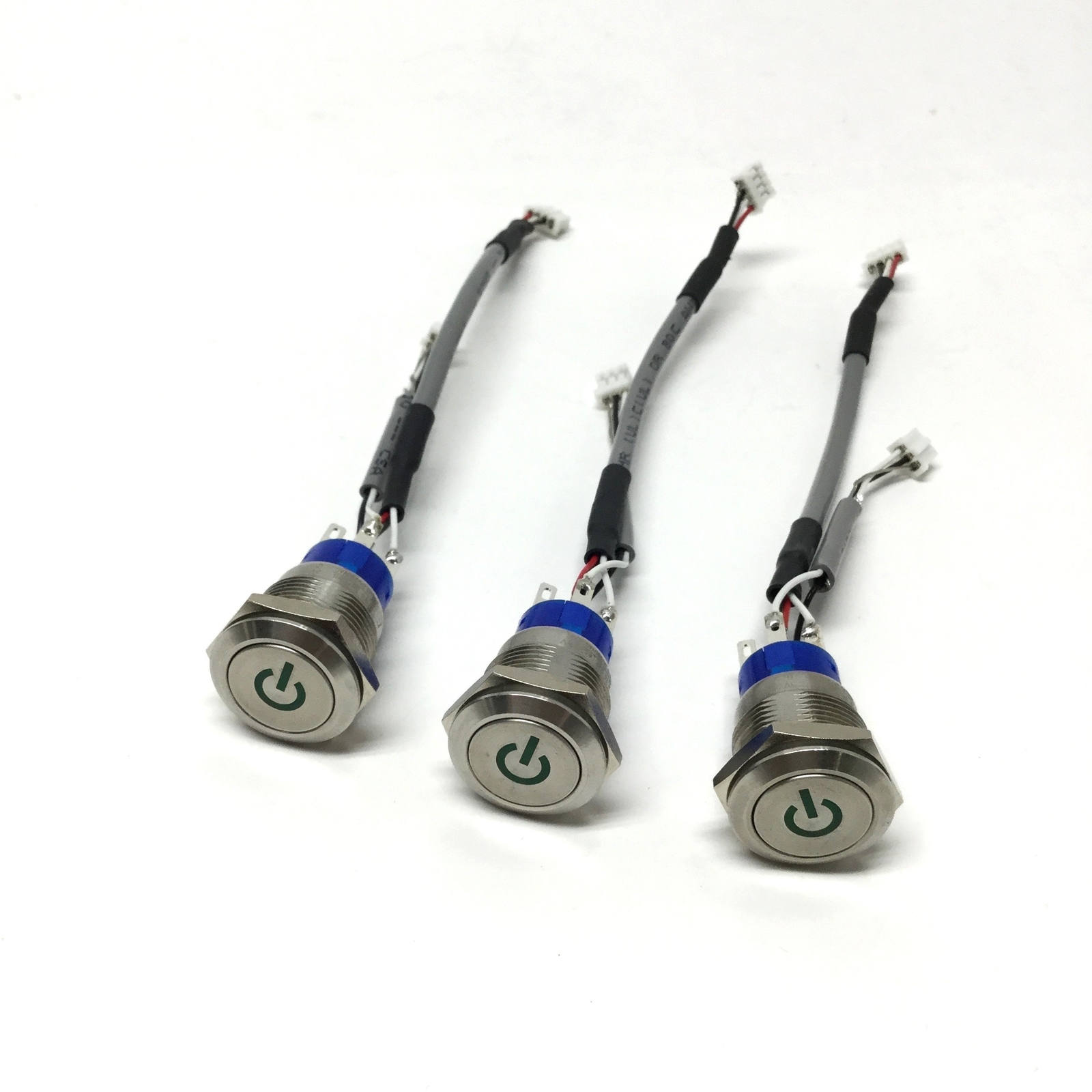 Lot of 3 E-Switch ULV4F2BSS531 Illuminated Power Switch, Green, SPDT, 3A 250VAC