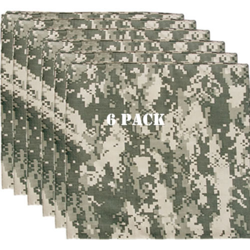 6 Pack Army ACU Digital Camouflage Bandana 22 X 22 Inches FREE SHIPPING