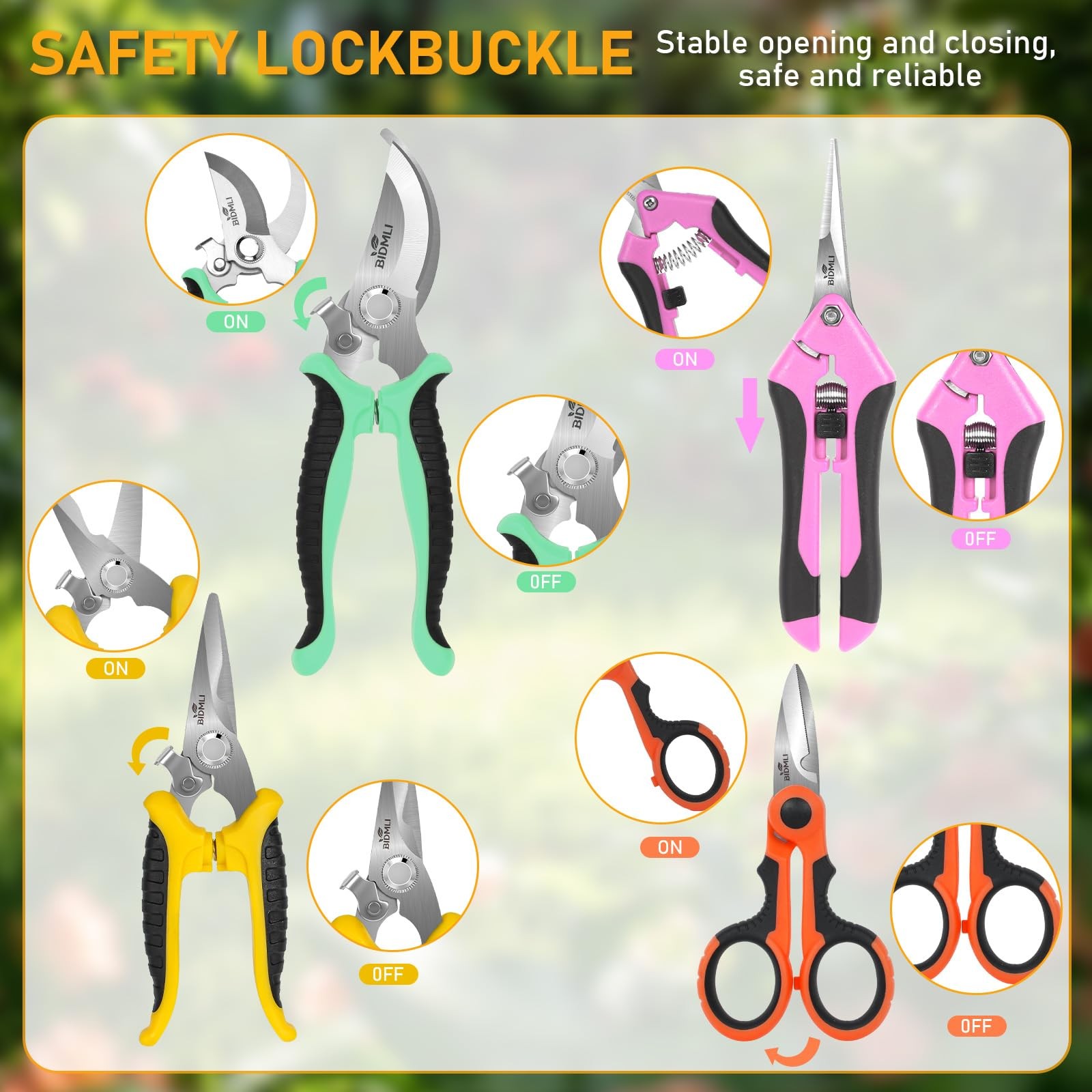 4-Pack Multifunctional Garden Scissors Set-BIDMLI Moderate, Multicolor-set 2