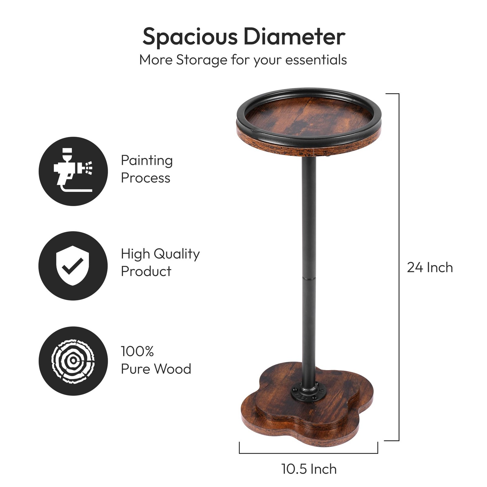 Modern Accent Pedestal Side End Table for Small Spaces – Pedestal End Table w...