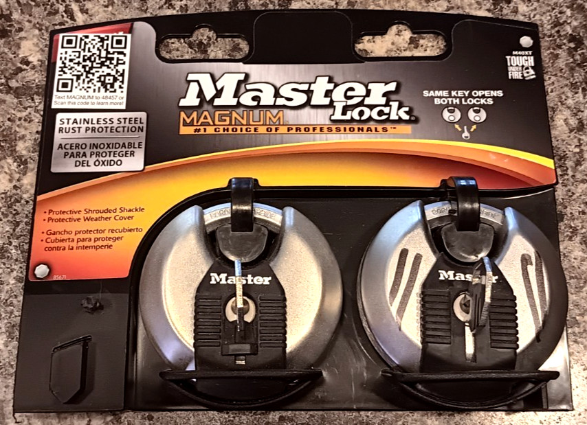 Master Lock Magnum Heavy Duty Stainless Steel Padlock Twin Pack w/ 2 Keys