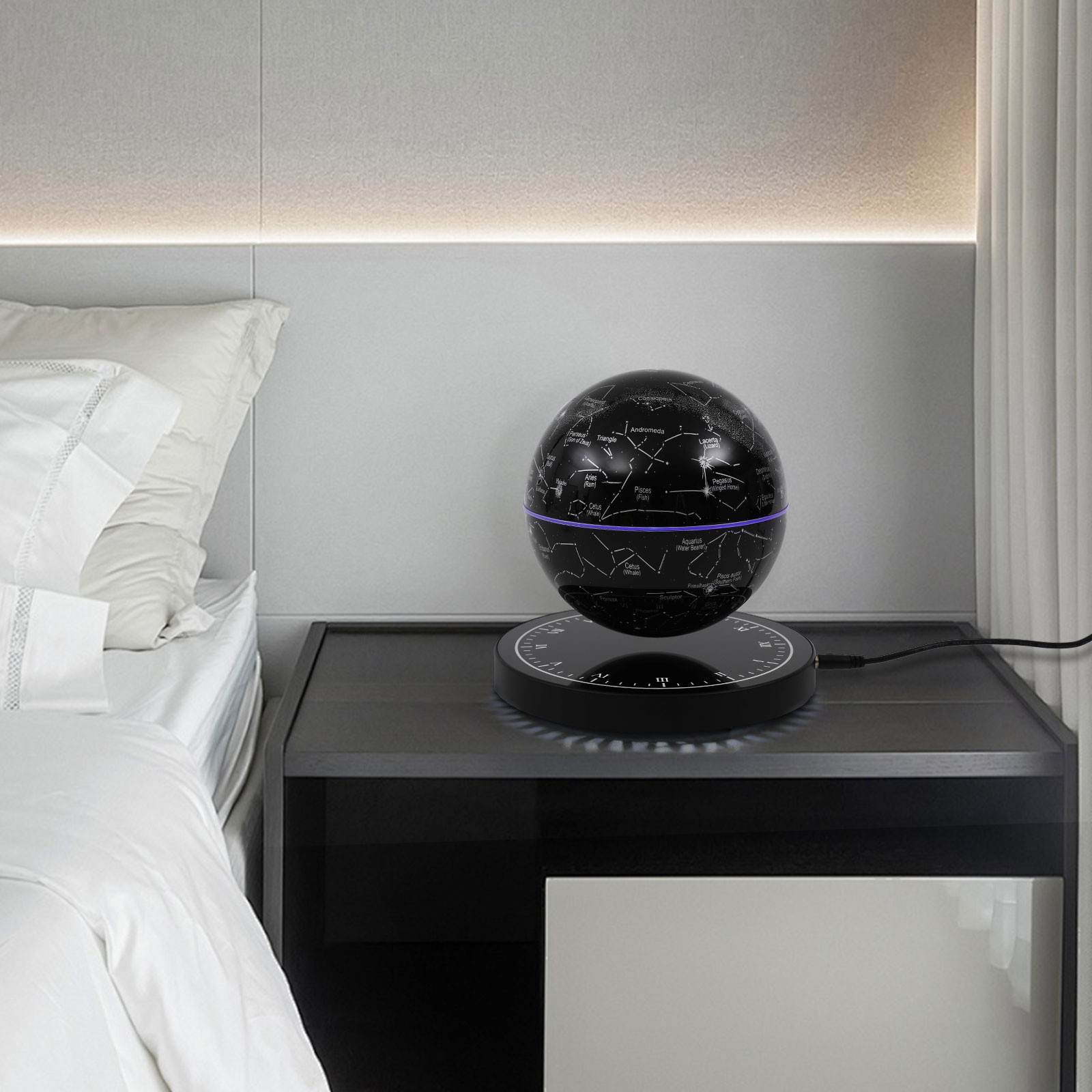Illuminated Magnetic Levitating Globe w LED Floating Globe Auto-Rotating Globe