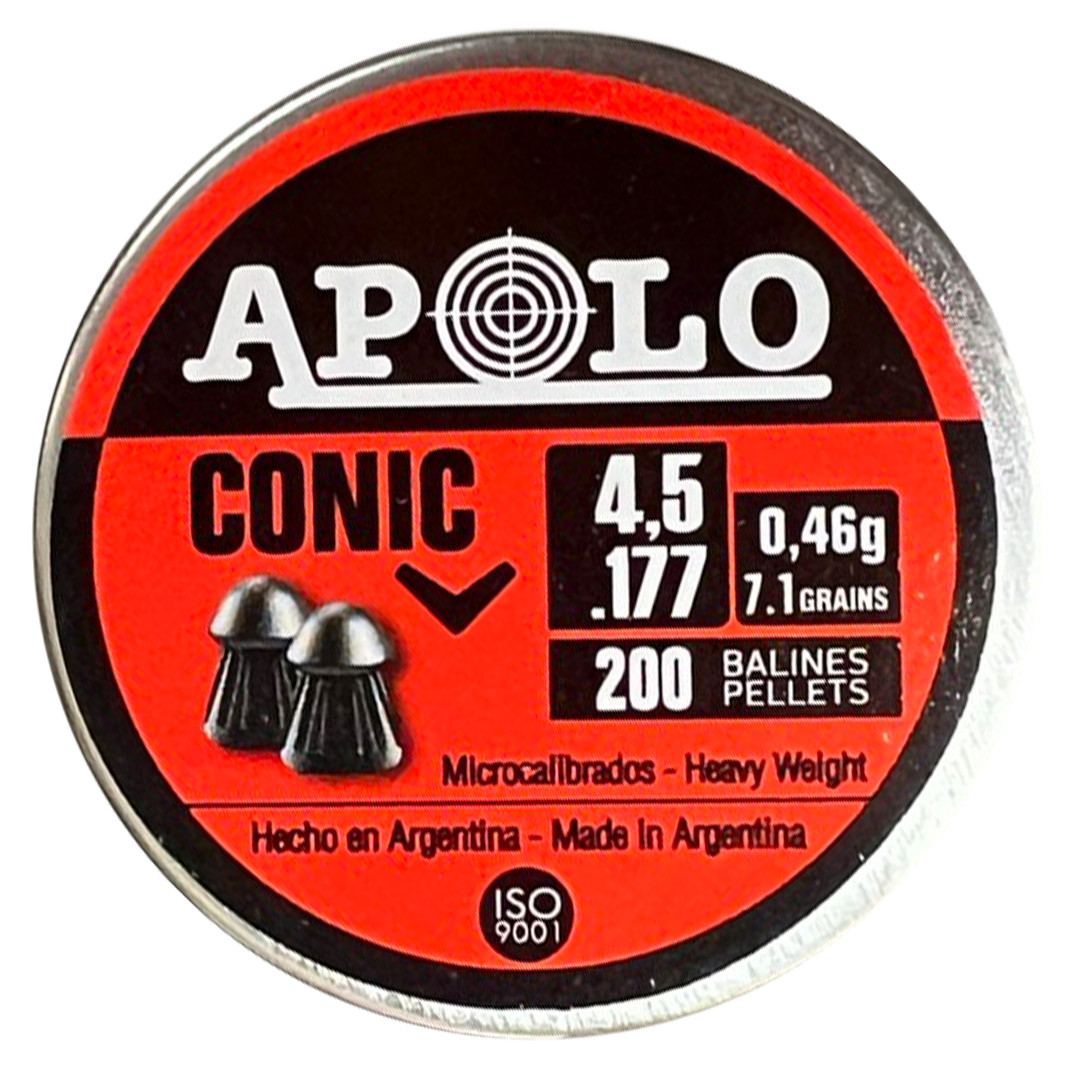 Apolo Conic 4.5mm .177 Caliber 7.1gr/0.46 g Airgun Pellets 200 Count