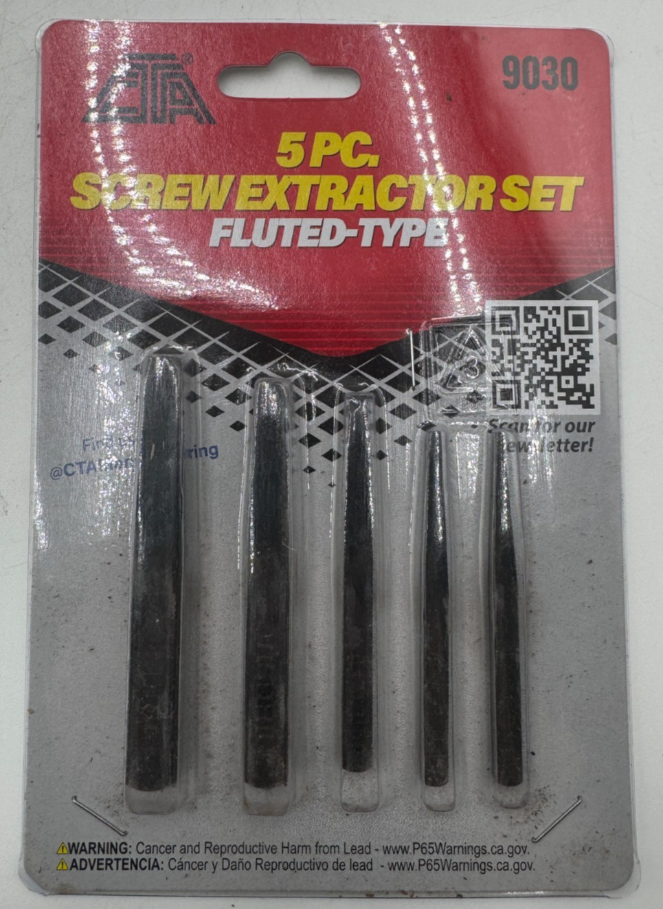 CTA Manufacturing 5 Piece Screw Extractor Kit, Fluted-Type, 9030