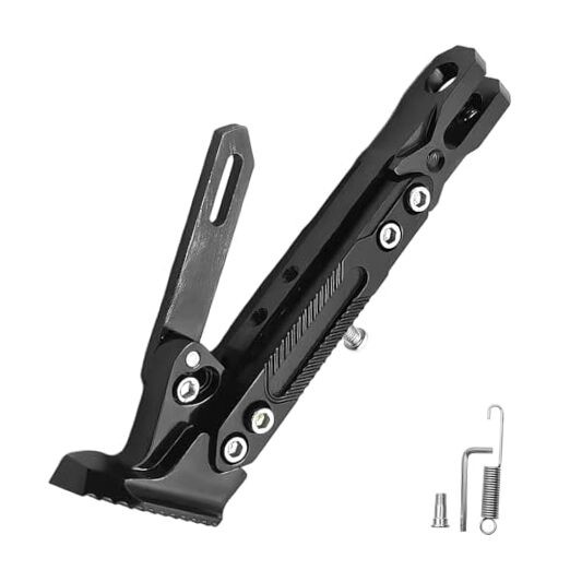 Motorcycle Kickstand, Adjustable Foot Single Stand Parking Kickstand, Aluminum