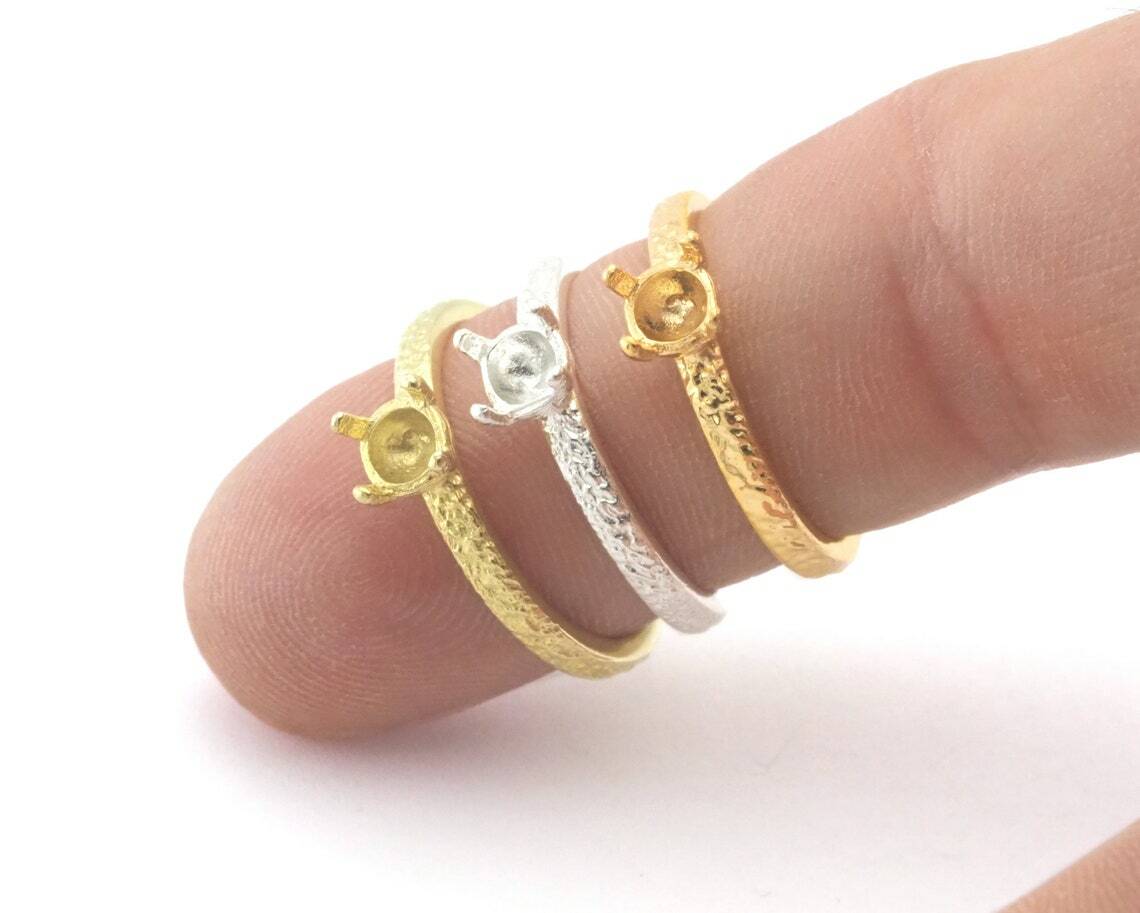 Base Blank Textured Cup SS24 Bezel Adjustable Silver - gold - raw brass 4305