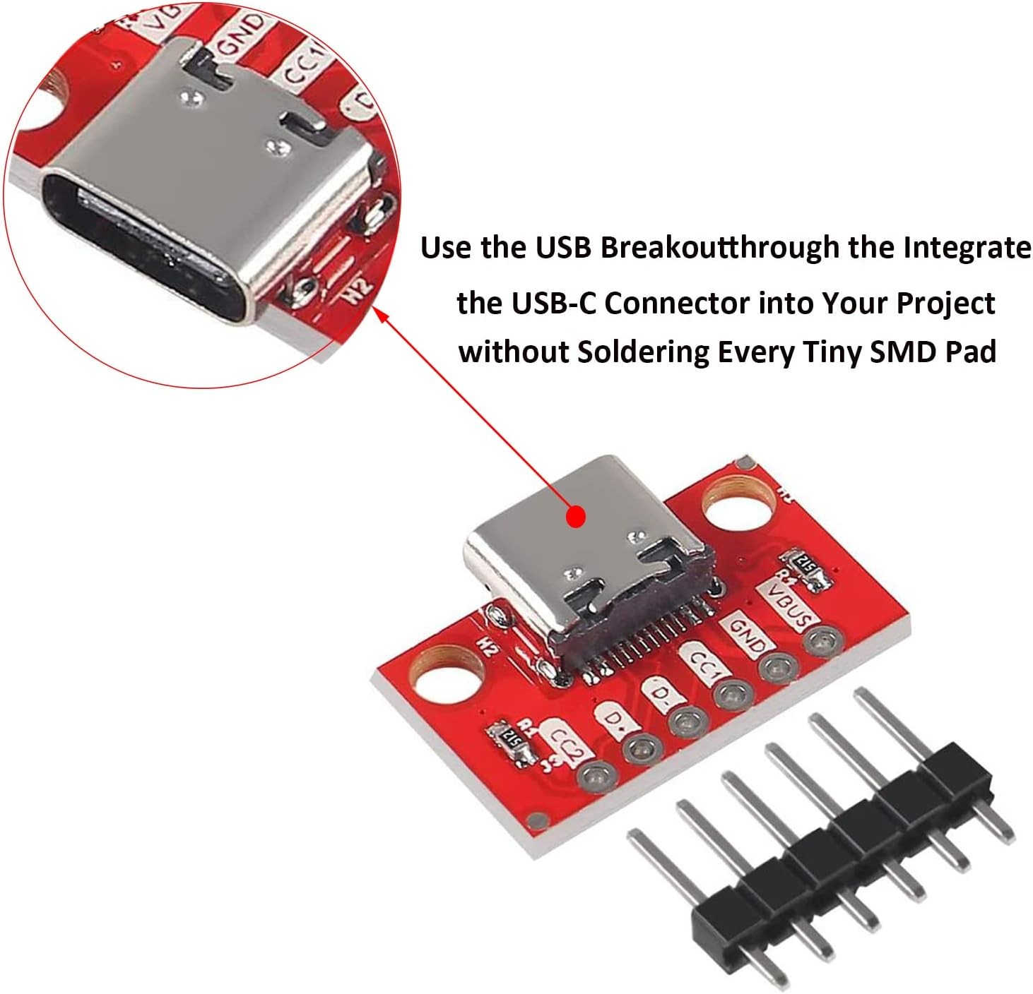 DIANN 5pcs USB Type-C Breakout Board Serial Basic Female