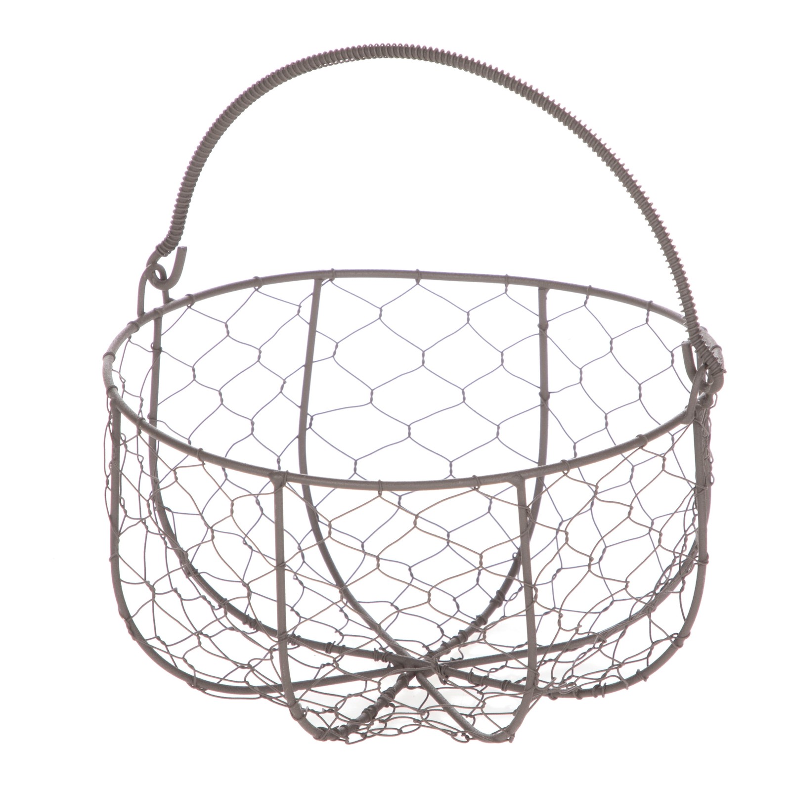 Brown Chicken Wire Storage Basket with Moveable Handle, 4.5"H x 8.375"D