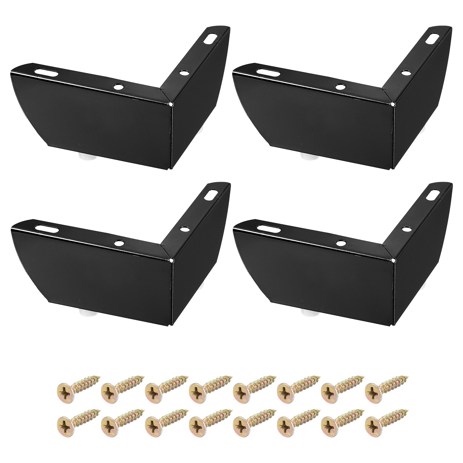Furniture Legs, 4Pcs 110x55mm - Carbon Steel L-shaped Furniture Feet (Black)