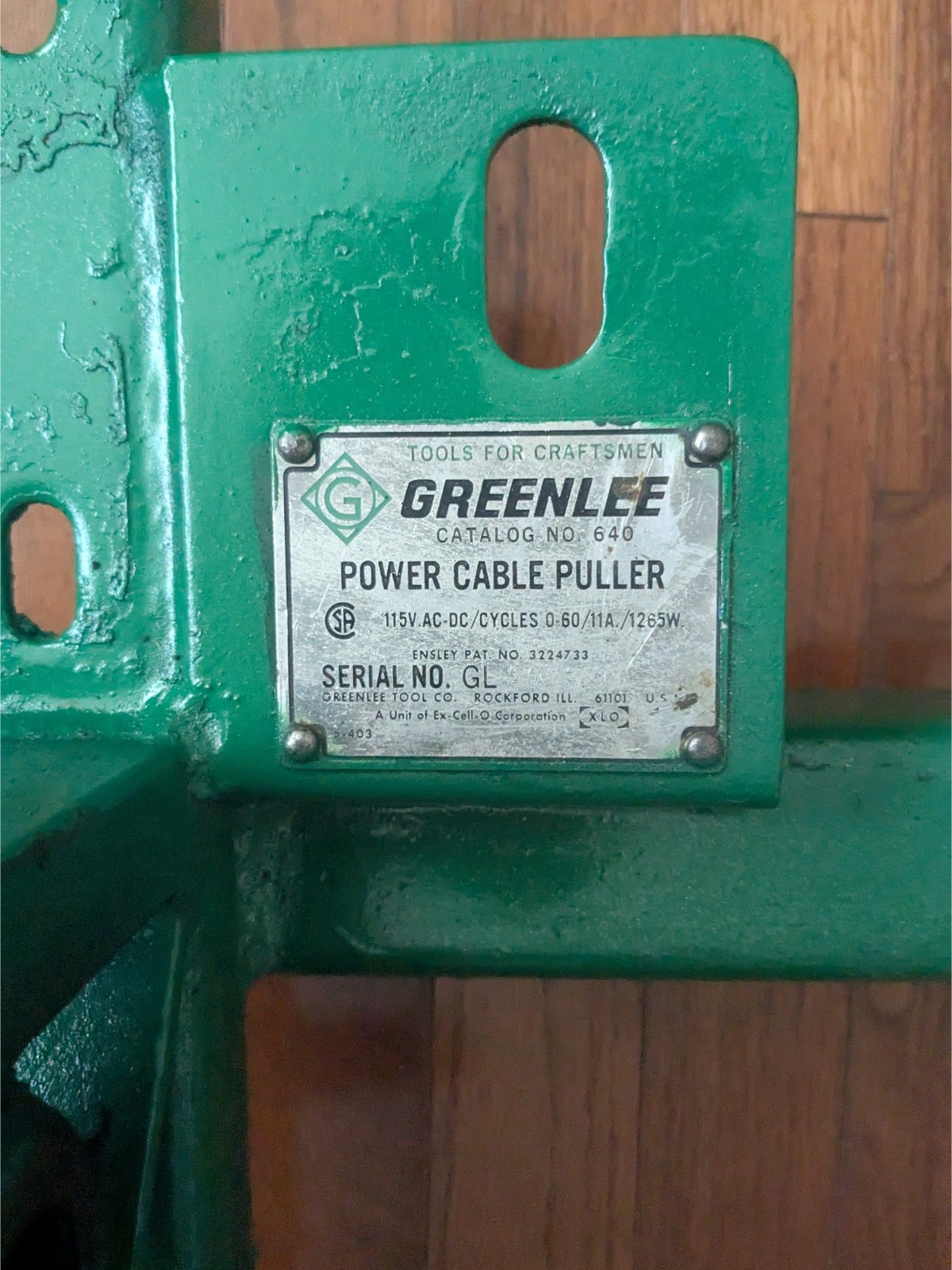 Greenlee 640 Cable puller tugger frame 4000lb pulling capacity #501 5758