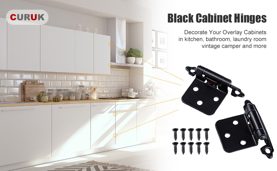 20pcs Kitchen Cabinet Hinges Overlay Self Closing Face Mount Cupboard Door Hinge