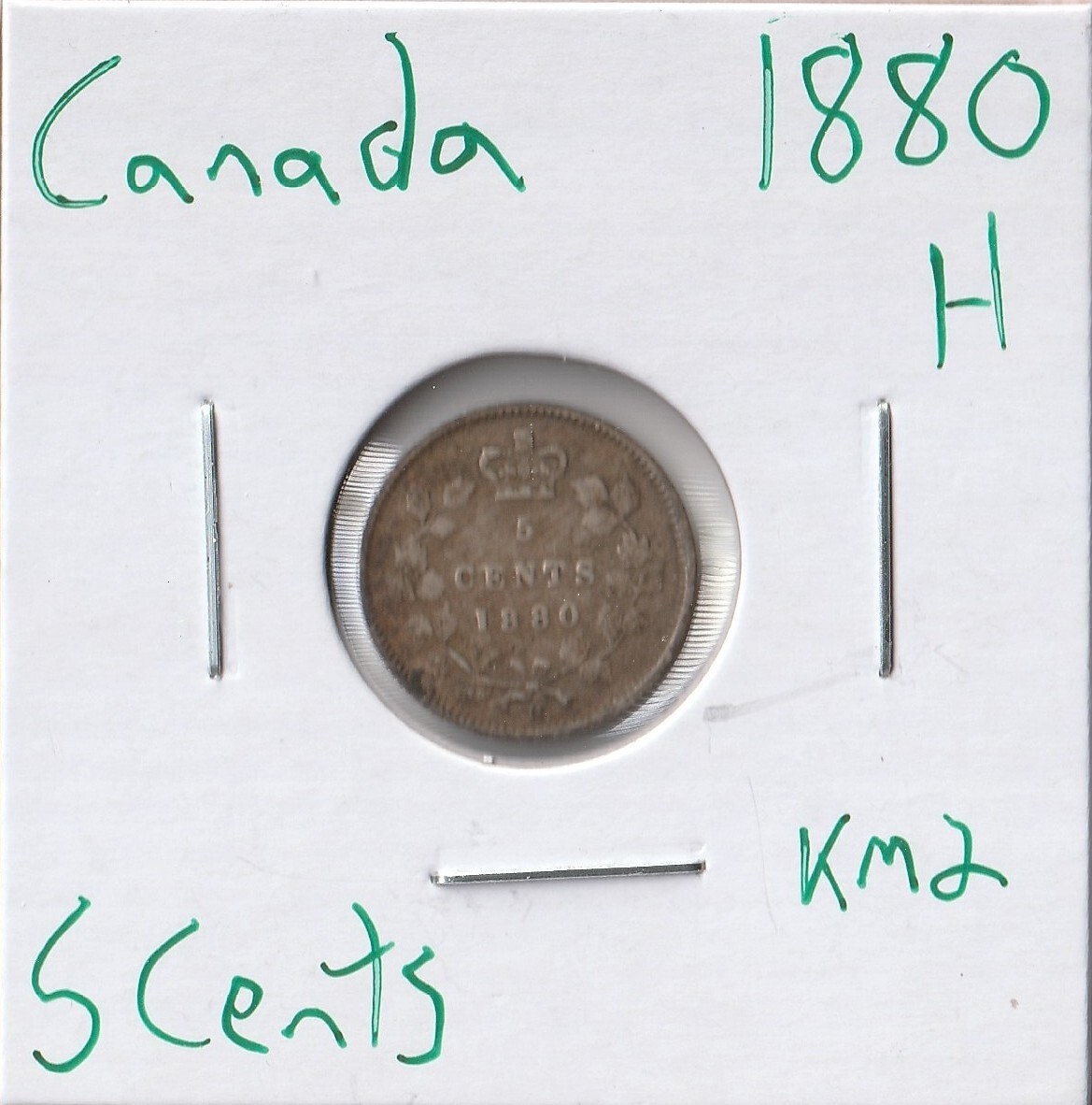 Coin Canada 5 Cents 1880 H KM2, silver
