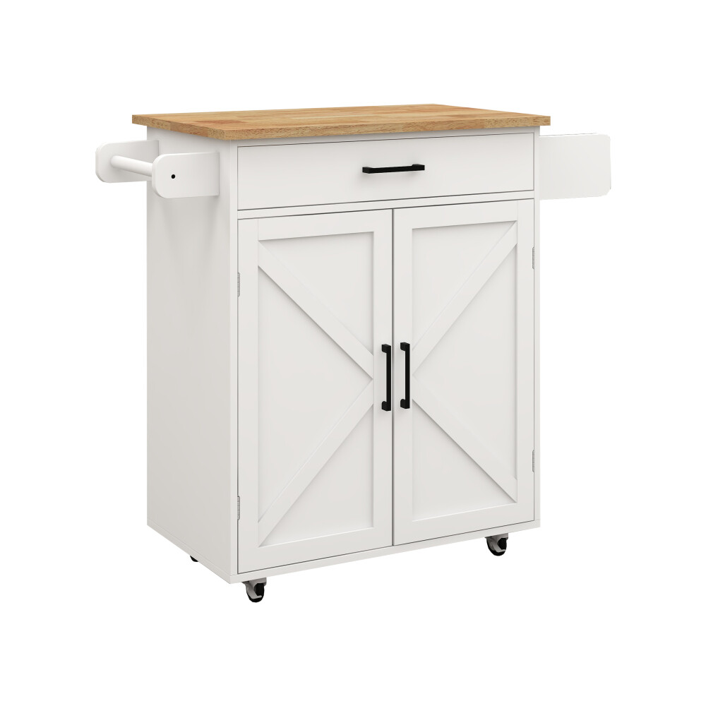 Rolling Kitchen Island Cart w/ Adjustable Shelves, Towel & Seasoning Racks