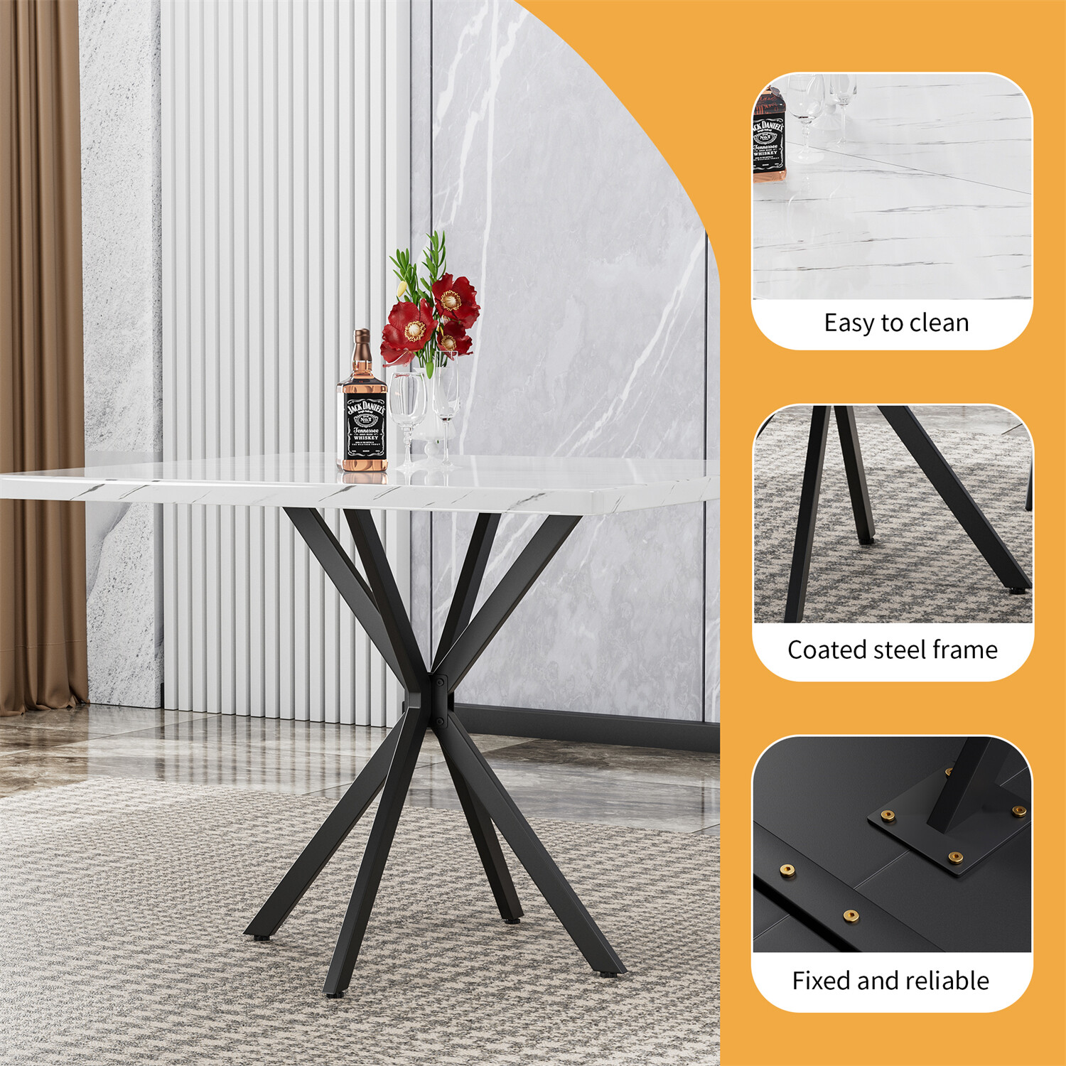 Dining Table Square Dining Table Kitchen Dining Room Table For 4-6 Person